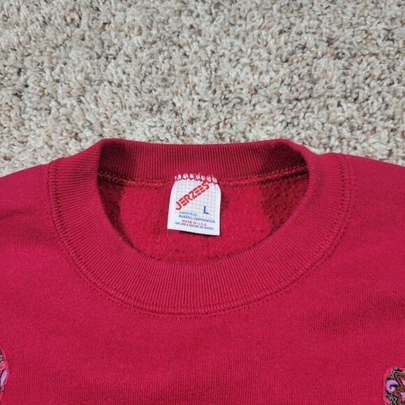 Vintage Jerzees Sweatshirt Large Red Grandma Embroidered Long Sleeve Made In USA - Picture 2 of 8
